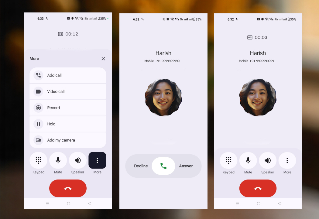 Android फ़ोन में कॉलिंग स्क्रीन बदलाव